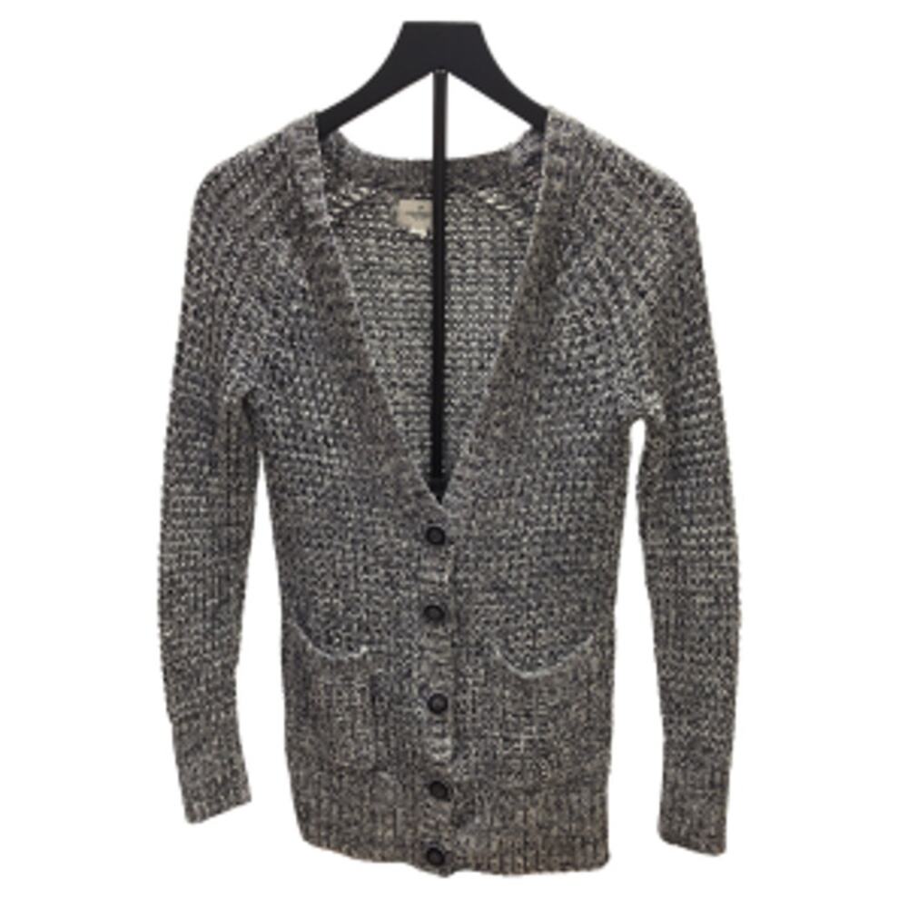 American Eagle Grey Heather Long Button Front Cardigan Sweater Size Small